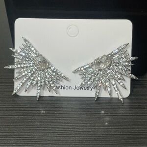 Luxury Crystal Zircon Stud Earrings Spark Shape Earrings Jewelry for Women